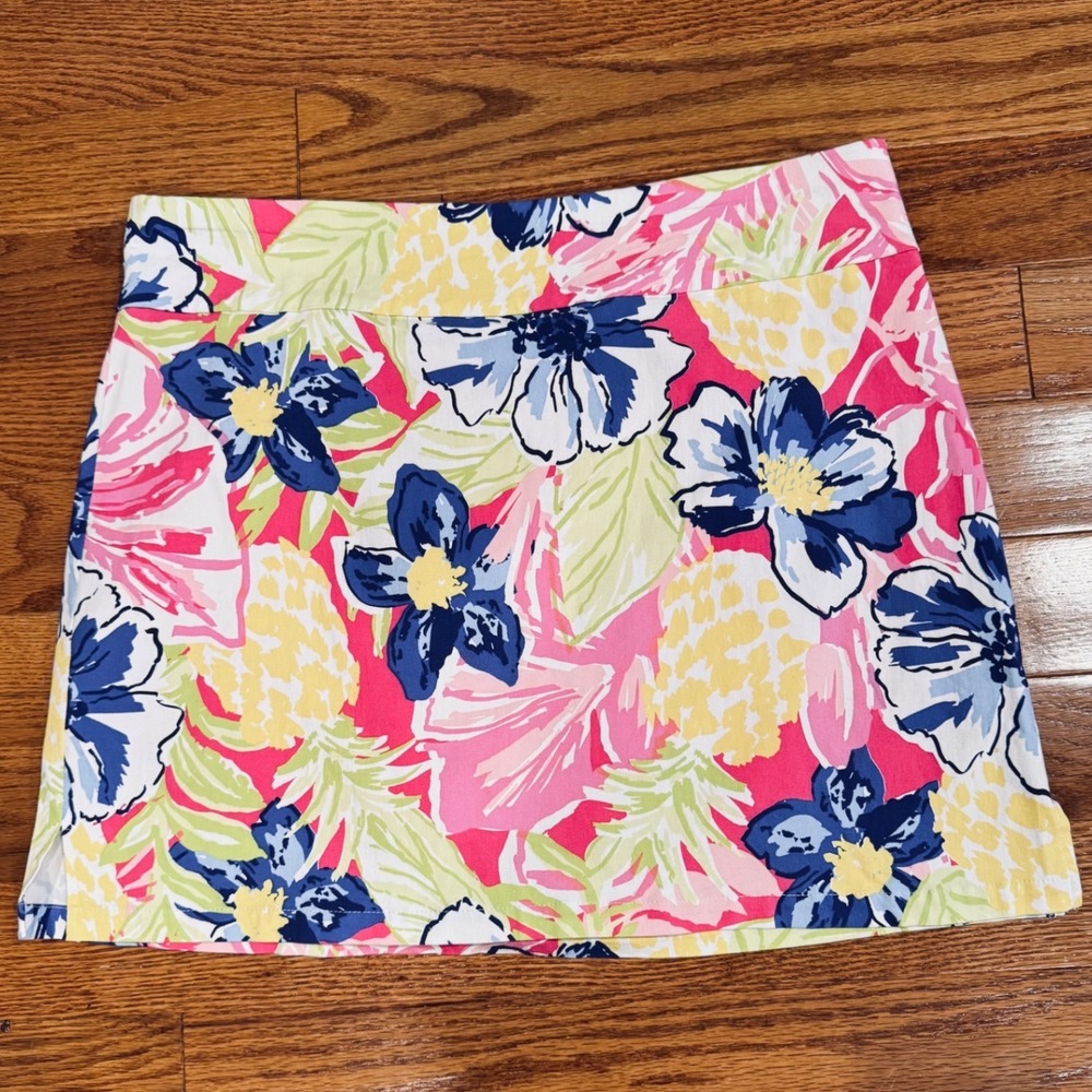 Rafaella Women XXL Tropical Floral Pineapple Print Skort Pink Blue Golf Tennis